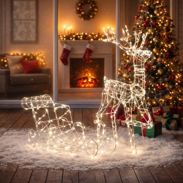 BRILAGI - LED Vanjska božićna dekoracija LED/3,6W/8 funkcija 100 cm IP44 sob sa saonicama topla bijela