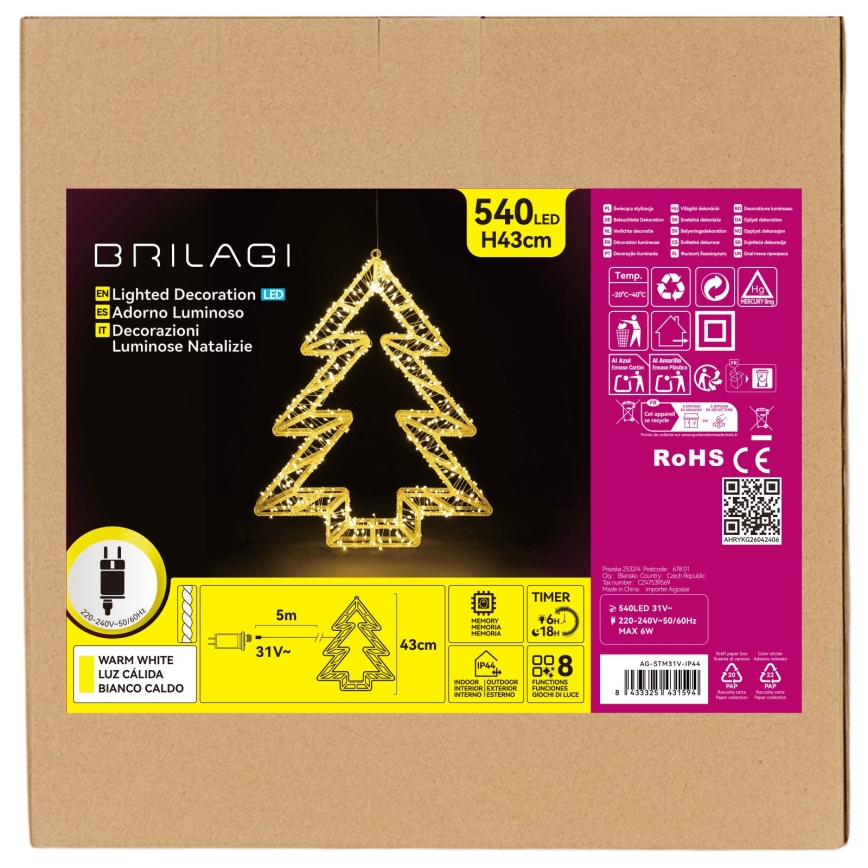 BRILAGI - LED vanjska božićna dekoracija LED/6W/8 funkcija 43 cm IP44 stablo topla bijela