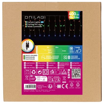 BRILAGI - LED vanjska božićna girlanda 400xLED/6W/8 funkcija 23x0,4m IP44 višebojna