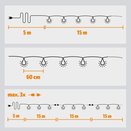 Brilagi - LED vanjski dekorativni svjetlosni niz GIRLANDA 25xE12/0,8W/230V 20m IP44 hladno bijela