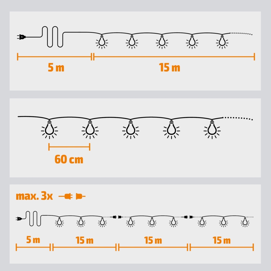 Brilagi - LED vanjski dekorativni svjetlosni niz GIRLANDA 25xE12/0,8W/230V 20m IP44 hladno bijela