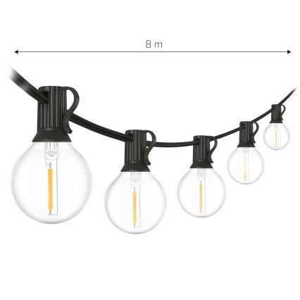 Brilagi - LED vanjska dekorativna girlanda GIRLANDA 10xE12/0,6W/230V 8m crna IP44 topla bijela