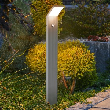 Brilagi - LED vanjska lampa s detektorom pokreta RIANO LED/8W/230V srebrna IP65 80 cm