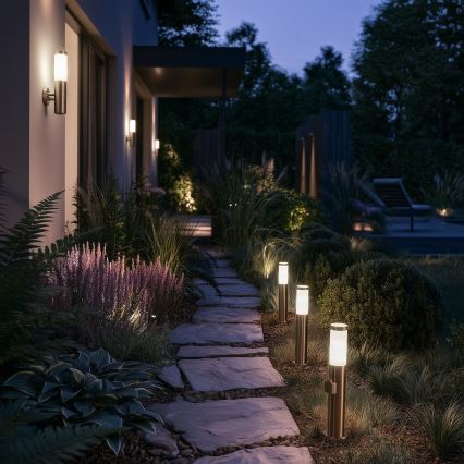 BRILAGI - LED vanjska svjetiljka s utičnicom ELIA 1xE27/7W/230V 4000K IP44 50 cm matirani krom