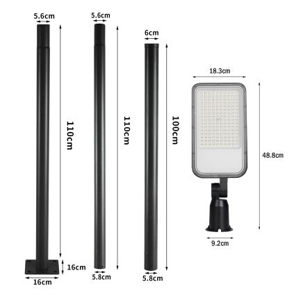 Brilagi - Vanjska LED ulična svjetiljka s 3 m stupom i zglobom URBANLIGHT LED/100W/230V crna IP65