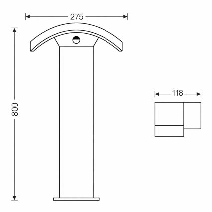 Brilagi - LED vanjska lampa sa senzorom ARCELO LED/9W/230V 80 cm IP54