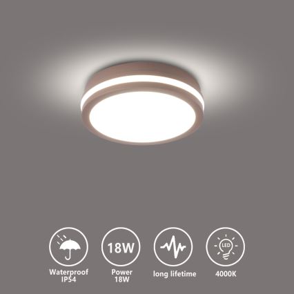 Brilagi - LED vanjska stropna svjetiljka BENE LED/18W/230V, promjer 21,5 cm, smeđa, IP54