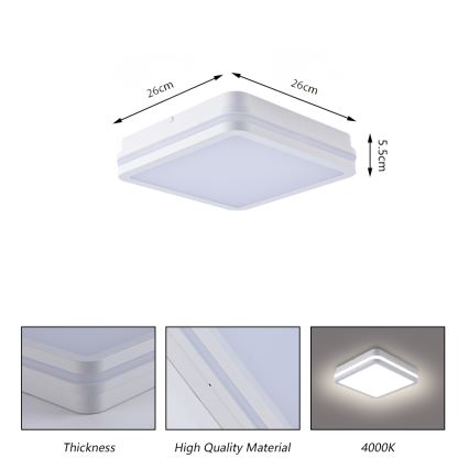 Brilagi - LED vanjska svjetiljka BENE LED/24W/230V 26x26 cm bijela IP54