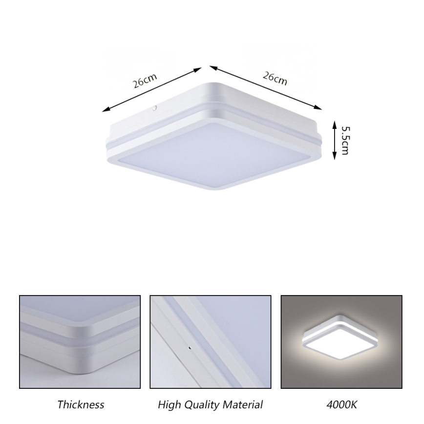 Brilagi - LED vanjska svjetiljka BENE LED/24W/230V 26x26 cm bijela IP54