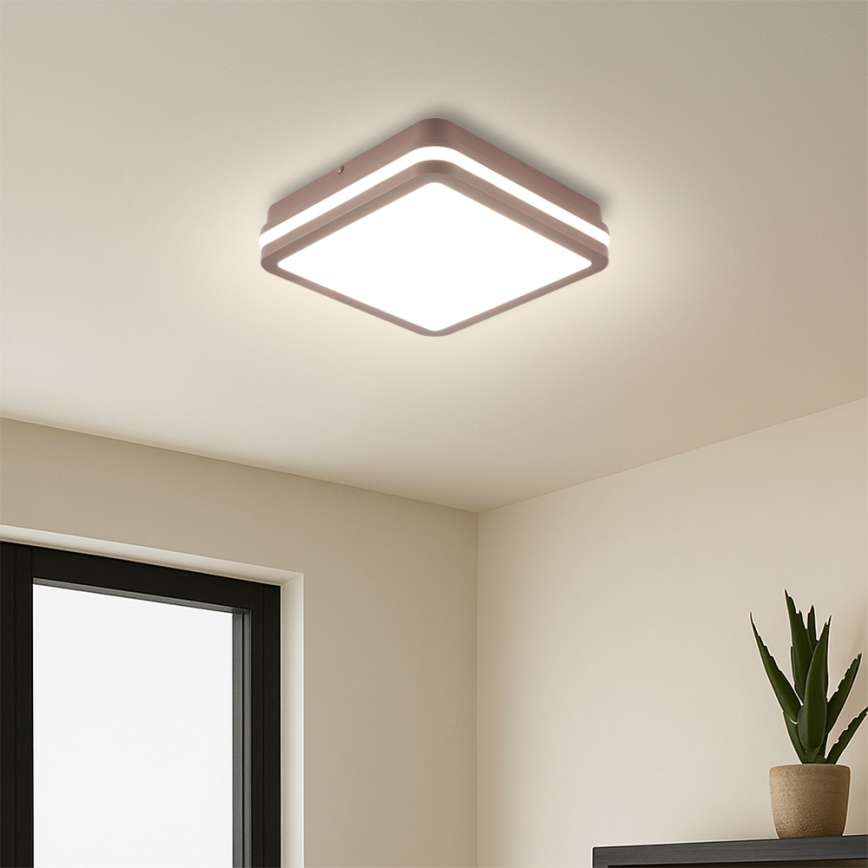Brilagi - LED vanjsko stropno svjetlo BENE s integriranim senzorom LED/18W/230V 21,5x21,5 cm smeđe IP54
