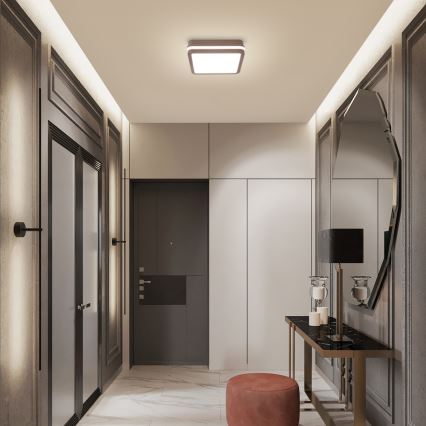 Brilagi - LED vanjsko stropno svjetlo BENE s integriranim senzorom LED/18W/230V 21,5x21,5 cm smeđe IP54
