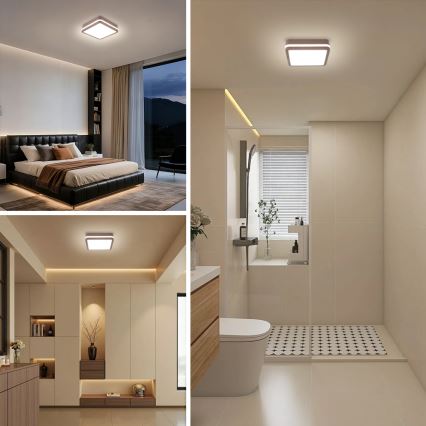 Brilagi - LED vanjsko stropno svjetlo BENE s integriranim senzorom LED/18W/230V 21,5x21,5 cm smeđe IP54