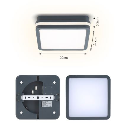 Brilagi - LED vanjska svjetiljka sa senzorom BENE LED/18W/230V 22x22 cm antracit IP54