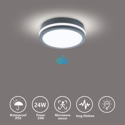 Brilagi - LED vanjsko svjetlo s senzorom BENE LED/18W/230V promjer 22 cm antracit IP54
