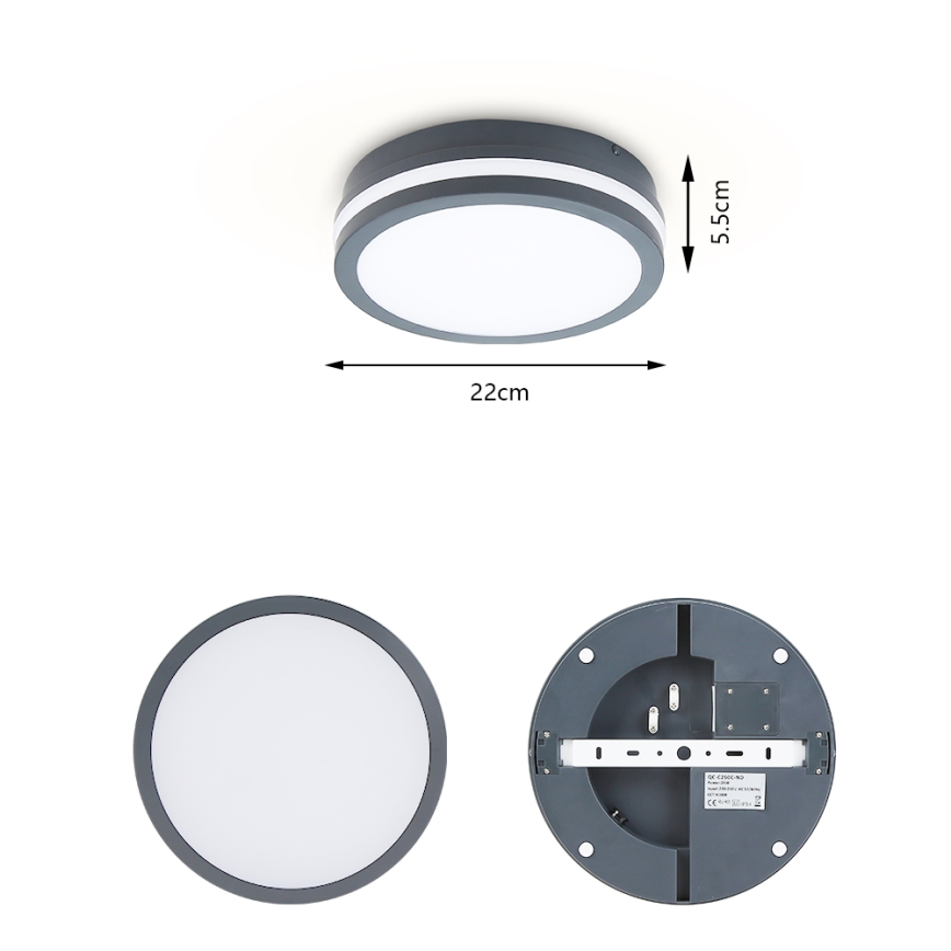 Brilagi - LED vanjsko svjetlo s senzorom BENE LED/18W/230V promjer 22 cm antracit IP54