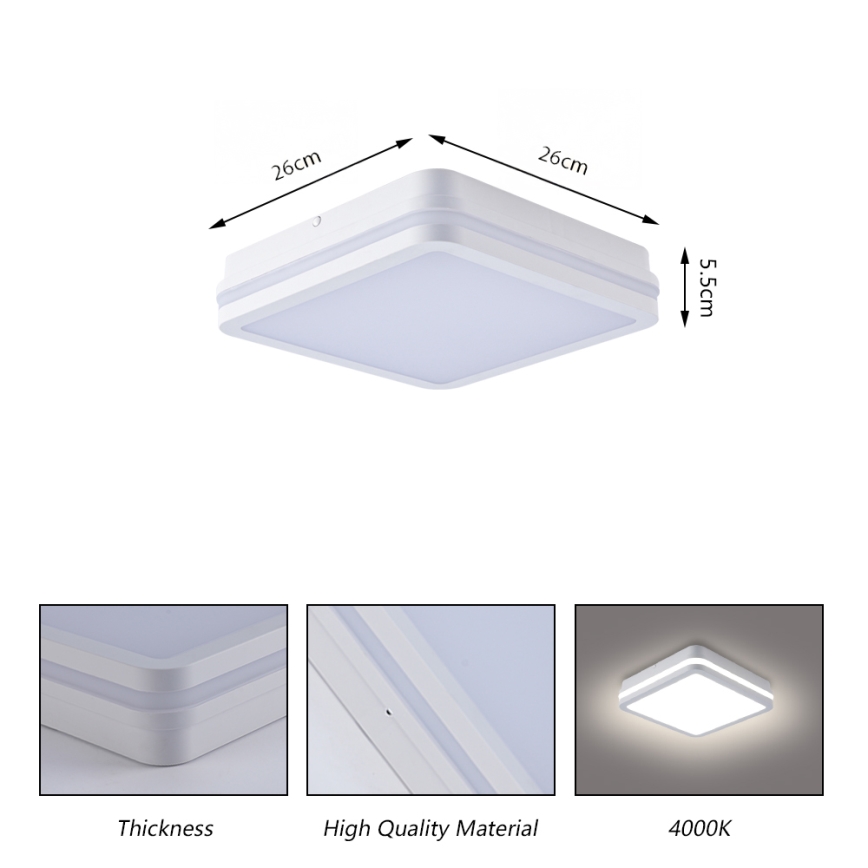 Brilagi - LED vanjska svjetiljka s senzorom BENE LED/24W/230V 26x26 cm bijela IP54