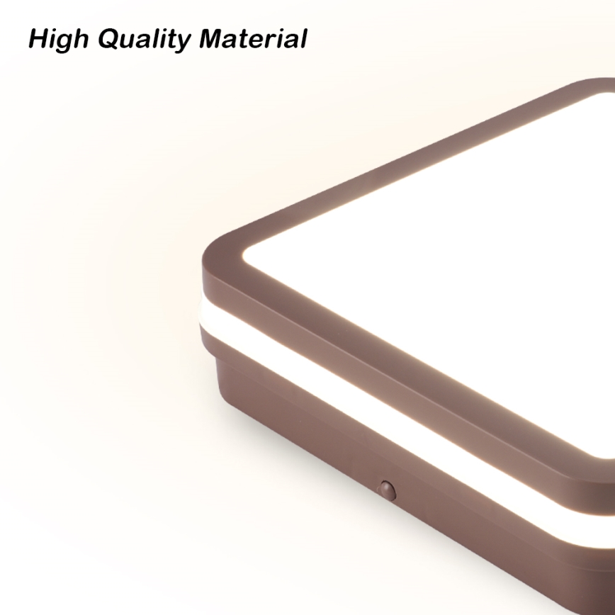 Brilagi - LED vanjsko stropno svjetlo s senzorom BENE LED/24W/230V 26x26 cm smeđa IP54