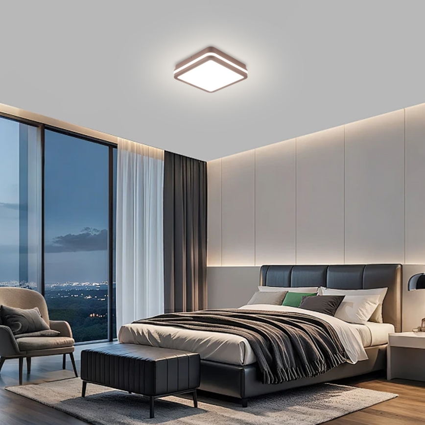 Brilagi - LED vanjska stropna svjetiljka sa senzorom BENE LED/18W/230V 21,5x21,5 cm smeđa IP54