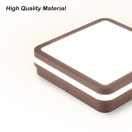 Brilagi - LED vanjska stropna svjetiljka sa senzorom BENE LED/18W/230V 21,5x21,5 cm smeđa IP54