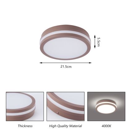 Brilagi - LED vanjsko stropno svjetlo BENE sa senzorom LED/18W/230V, promjer 21,5 cm, smeđa, IP54