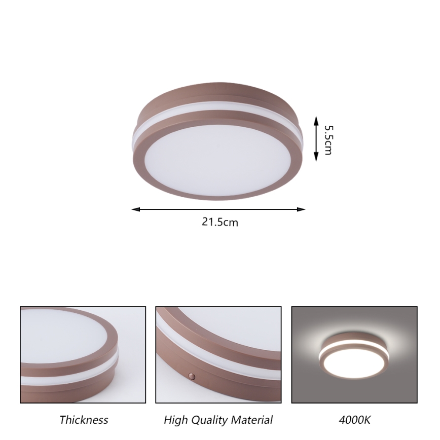Brilagi - LED vanjsko stropno svjetlo BENE sa senzorom LED/18W/230V, promjer 21,5 cm, smeđa, IP54