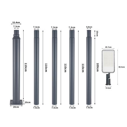 Brilagi - LED vanjska ulična svjetiljka sa stupom i zglobom visine 5 m URBANLIGHT LED/200W/230V antracit IP65