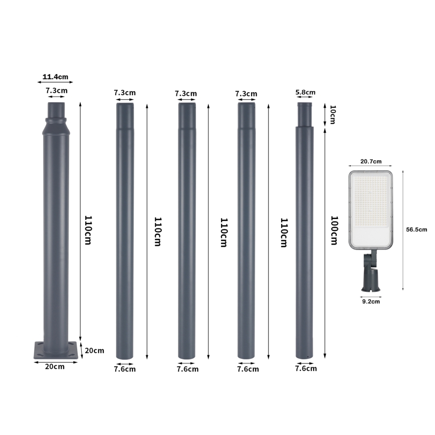 Brilagi - LED vanjska ulična svjetiljka sa stupom i zglobom visine 5 m URBANLIGHT LED/200W/230V antracit IP65