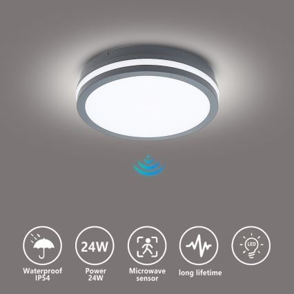 Brilagi - LED Vanjska svjetiljka sa senzorom BENE LED/24W/230V pr. 26 cm antracit IP54
