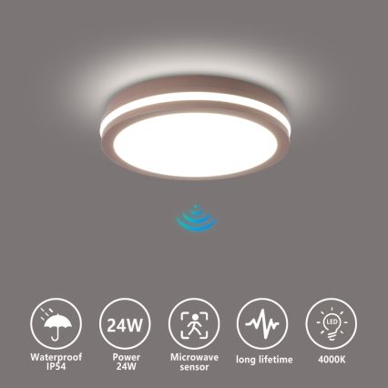 Brilagi - vanjska LED svjetiljka s detektorom pokreta BENE LED/24W/230V promjer 26 cm smeđa IP54