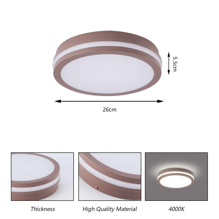 Brilagi - vanjska LED svjetiljka s detektorom pokreta BENE LED/24W/230V promjer 26 cm smeđa IP54