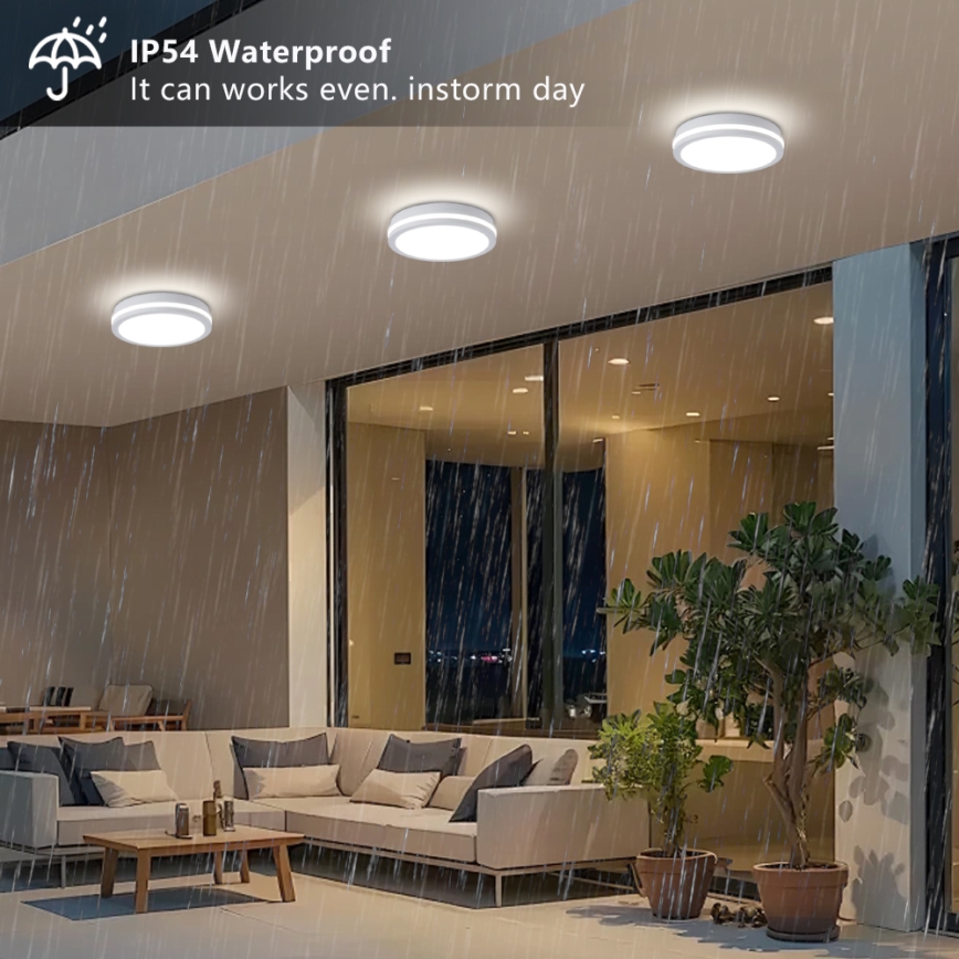 Brilagi - LED vanjska stropna svjetiljka s senzorom BENE LED/24W/230V Ø 26 cm bijela IP54