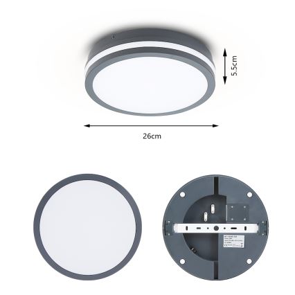 Brilagi - LED vanjska svjetiljka sa senzorom BENE LED/24W/230V Ø 26 cm antracitna IP54