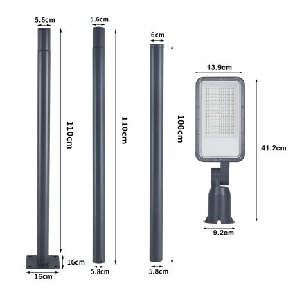 Brilagi - LED vanjska ulična svjetiljka sa stupom i zglobom 3 m URBANLIGHT LED/50W/230V antracit IP65