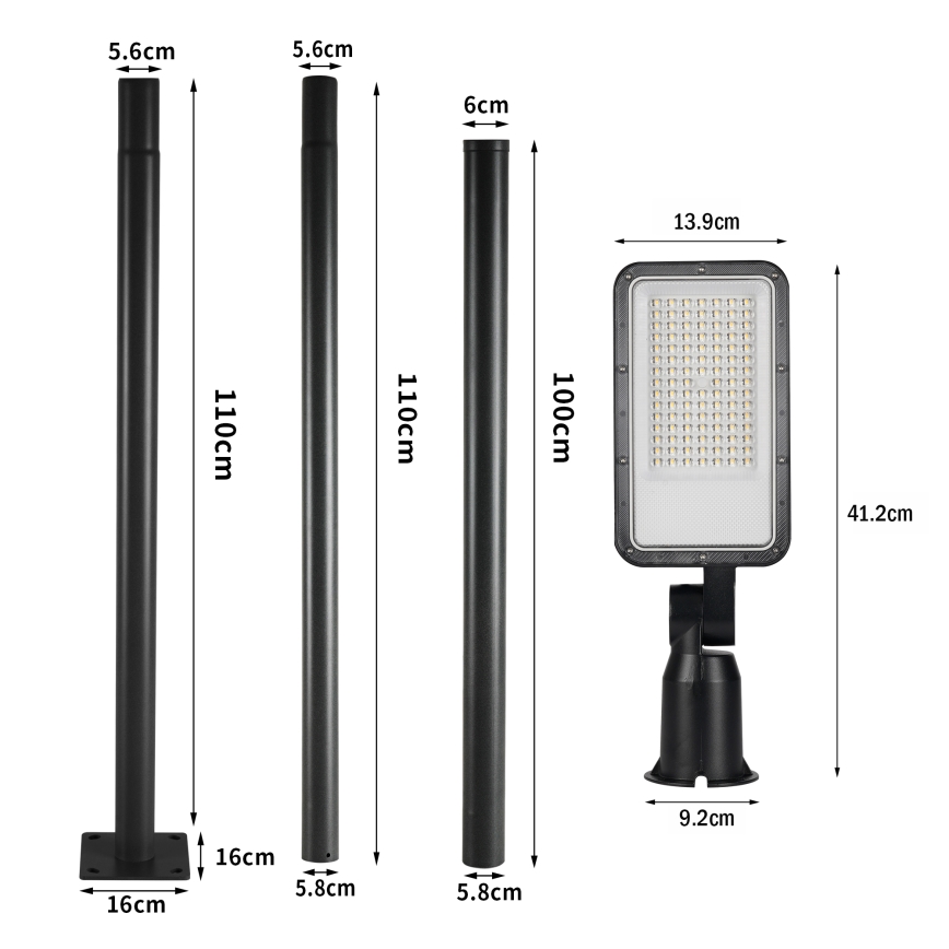 Brilagi - LED vanjska ulična svjetiljka s stupom i zglobom 3 m URBANLIGHT LED/50W/230V crna IP65