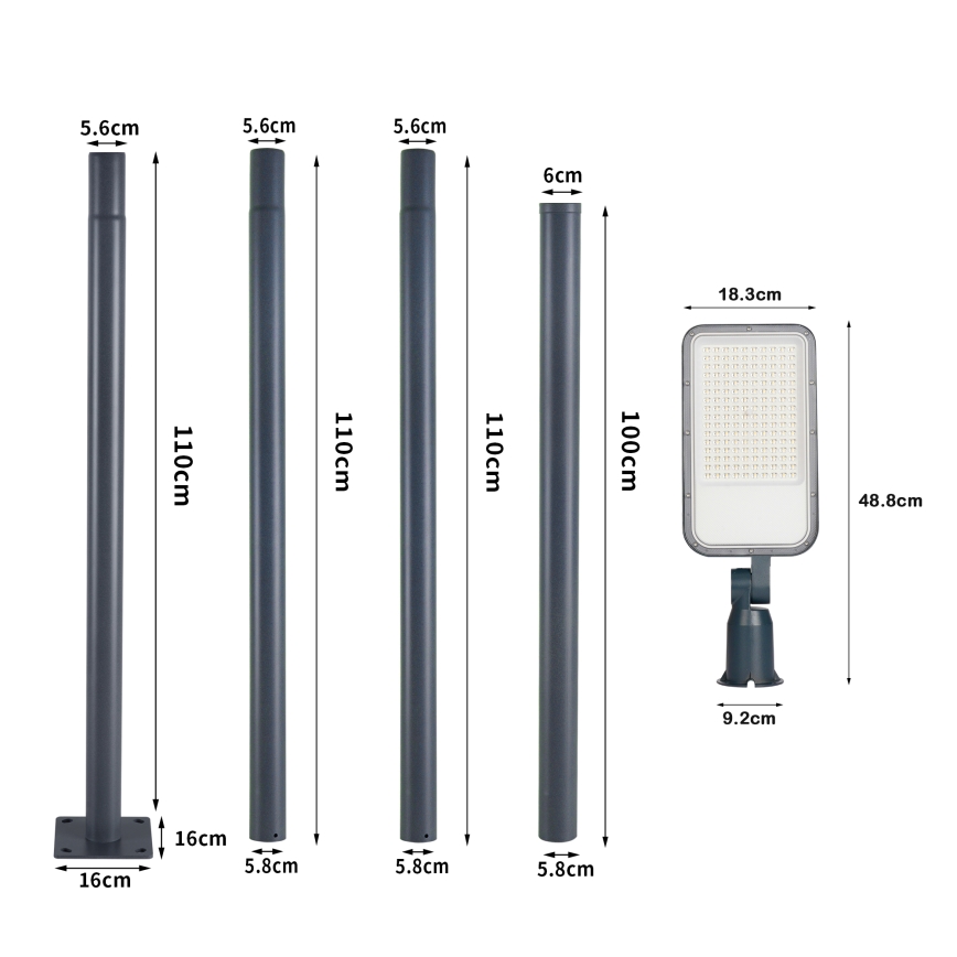 Brilagi - LED vanjska ulična svjetiljka sa stupom i zglobom 4 m URBANLIGHT LED/100W/230V antracit IP65