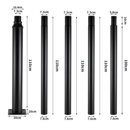 Brilagi - LED vanjska ulična svjetiljka s stupom visine 5 m URBANSPARK LED/120W/230V crna IP65