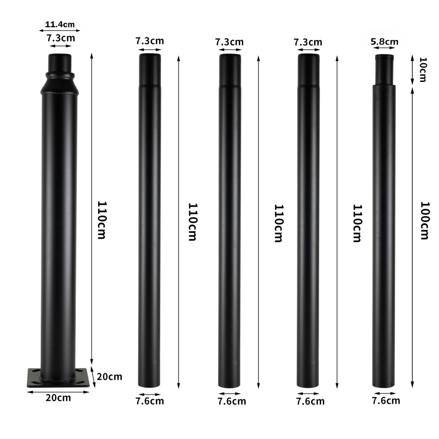 Brilagi - LED vanjska ulična svjetiljka s stupom visine 5 m URBANSPARK LED/120W/230V crna IP65