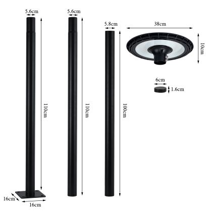 Brilagi - LED vanjska ulična svjetiljka URBANSPARK LED/60W/230V crna IP65