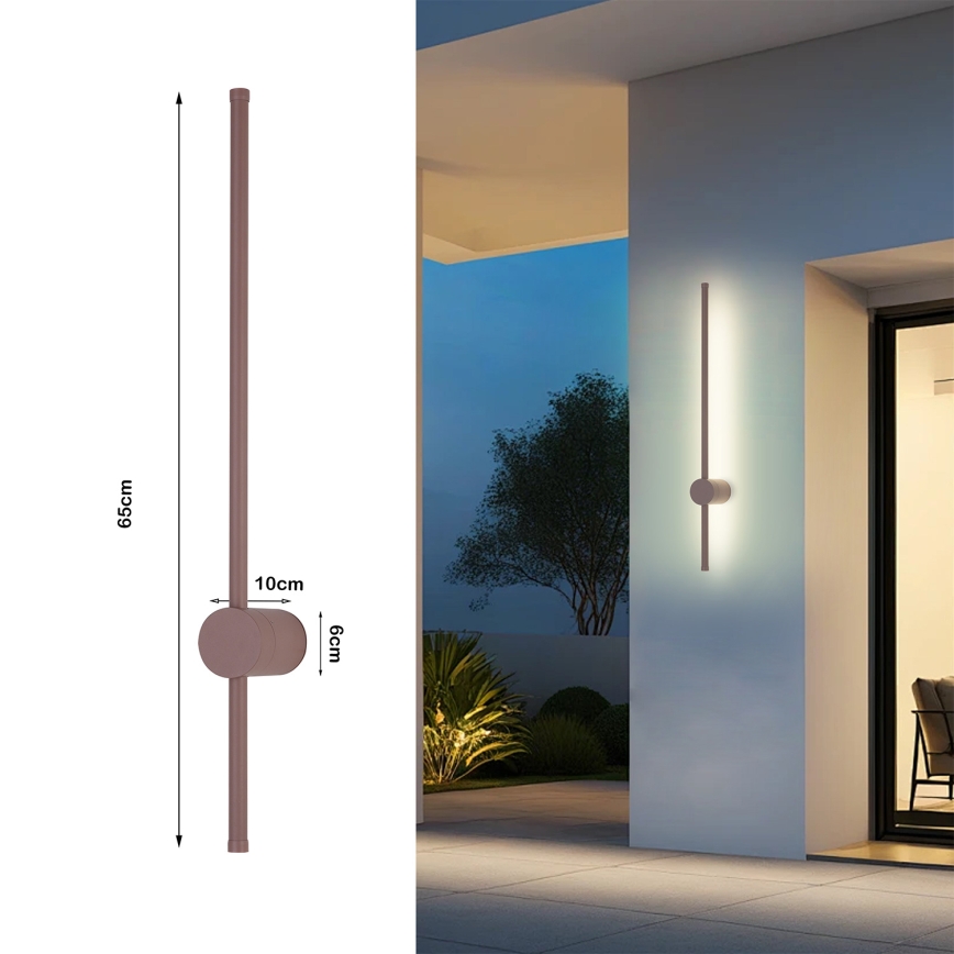 Brilagi - LED vanjska zidna svjetiljka AURA LED/12W/230V 3000K IP54 65 cm smeđa CRI 90