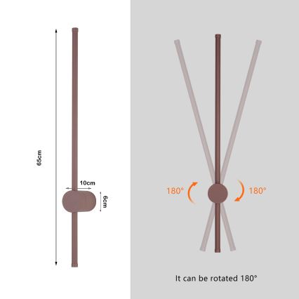Brilagi - LED vanjska zidna svjetiljka AURA LED/12W/230V 3000K IP54 65 cm smeđa CRI 90