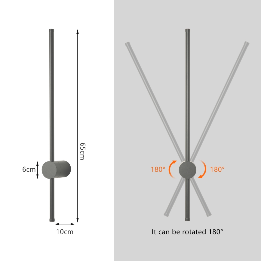 Brilagi - Vanjsko zidno svjetlo AURA LED/12W/230V 3000K IP54 65 cm antracit