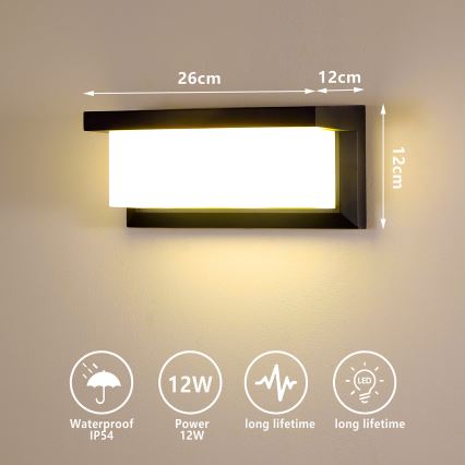 Brilagi - LED Vanjska zidna svjetiljka BRICKY LED/12W/230V crna IP54