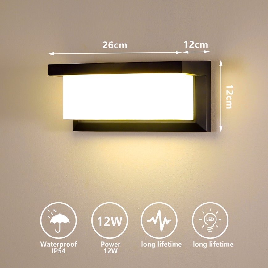 Brilagi - LED Vanjska zidna svjetiljka BRICKY LED/12W/230V crna IP54