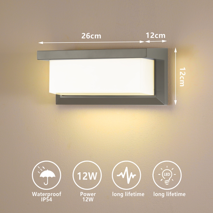 Brilagi - LED Vanjska zidna svjetiljka BRICKY LED/12W/230V siva IP54