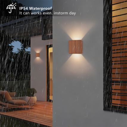 Brilagi - LED vanjska zidna svjetiljka DOUBLERAY LED/6W/230V drveni dekor IP54