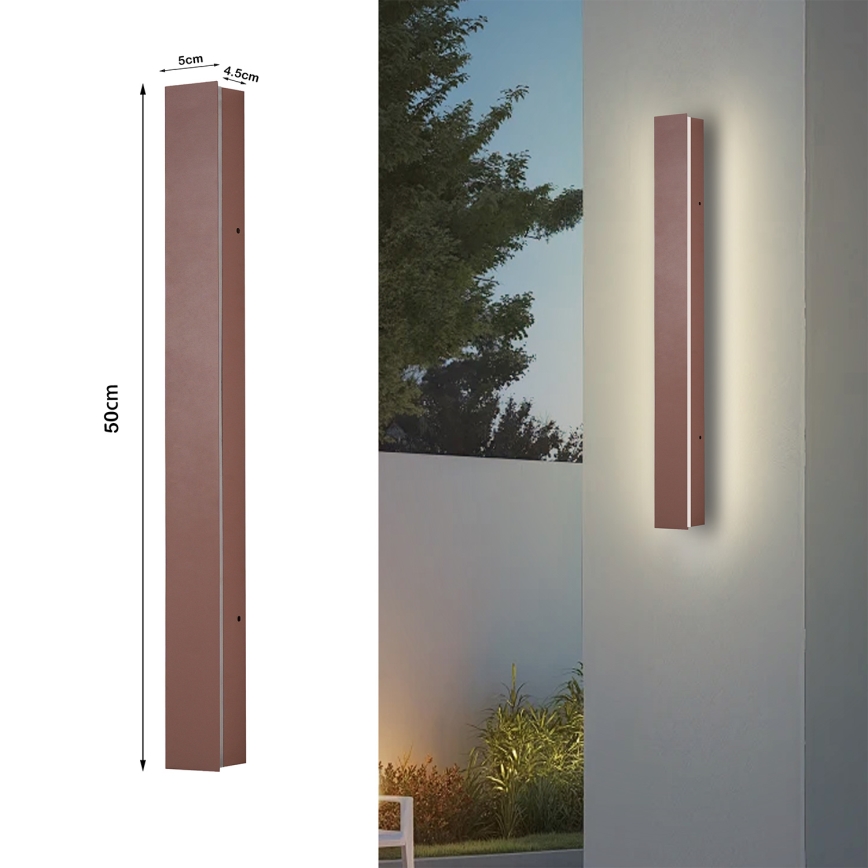 Brilagi - LED vanjsko zidno svjetlo LINEAR LED/12W/230V 3000K IP65 50 cm smeđa CRI 90