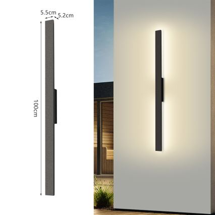 Brilagi - LED vanjska zidna svjetiljka LUNA LED/24W/230V 3000K IP65 100 cm crna