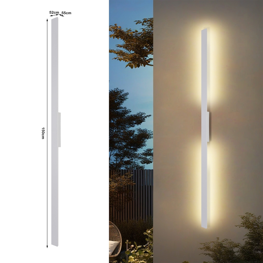 Brilagi - LED vanjsko zidno svjetlo LUNA LED/30W/230V 3000K IP65 150 cm bijela CRI 90