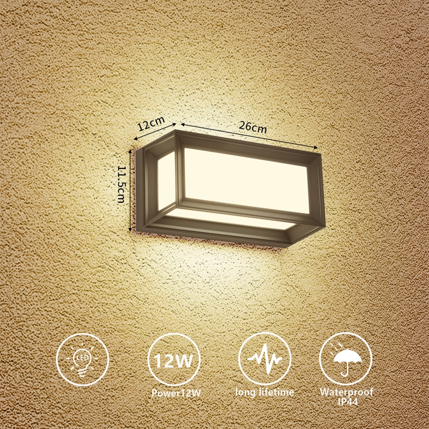 Brilagi - LED vanjska zidna svjetiljka PARKER LED/12W/230V 3000/4500/6000K antracit IP44
