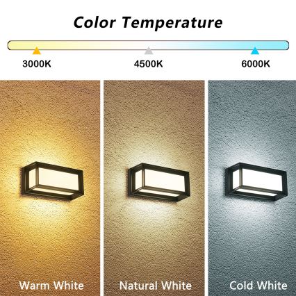Brilagi - LED vanjska zidna svjetiljka PARKER LED/12W/230V 3000/4500/6000K crna IP44
